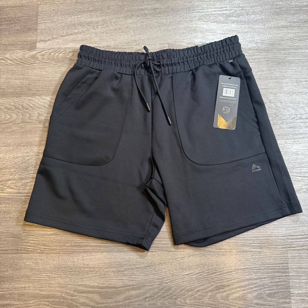 RBX Active Mens Training Shorts Black 7" Inseam X-Dri Ribbed CRM5243A New